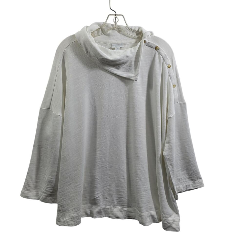 Pure Jill White Side Shoulder Button Split Collar Blouse Size 2X 121624-1003 - Picture 8 of 8
